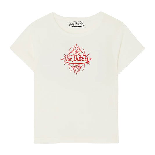 Von Dutch White & Red Mini Distressed Chopper Baby Tee