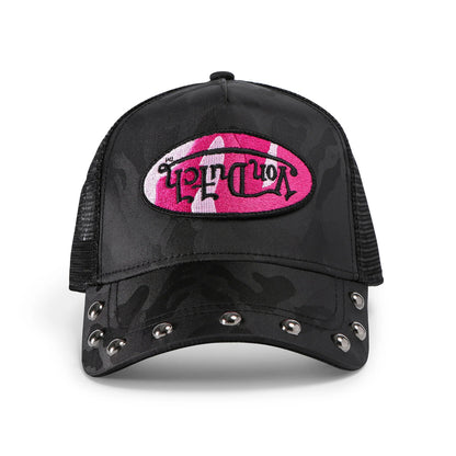 415 Black & Pink Studded Trucker Hat