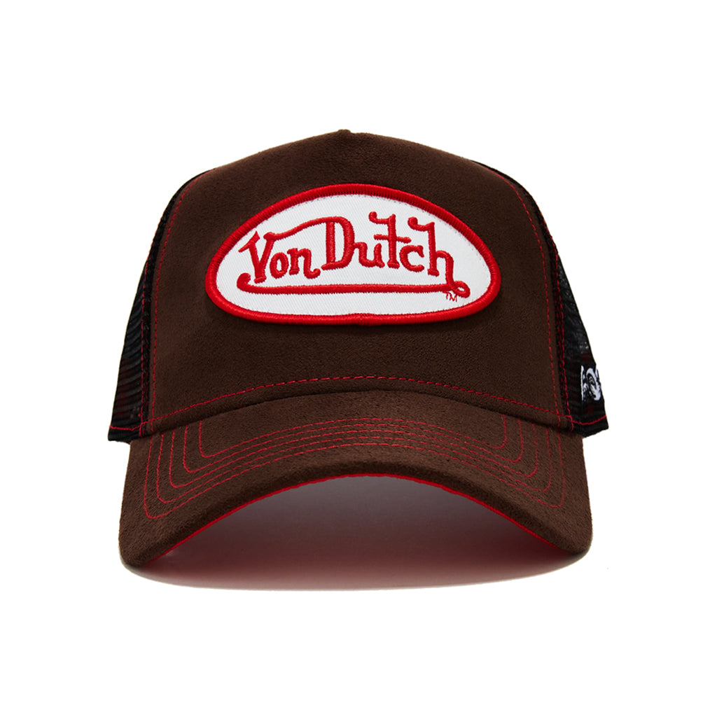 Brown & Red Velvet Trucker Hat — image 1