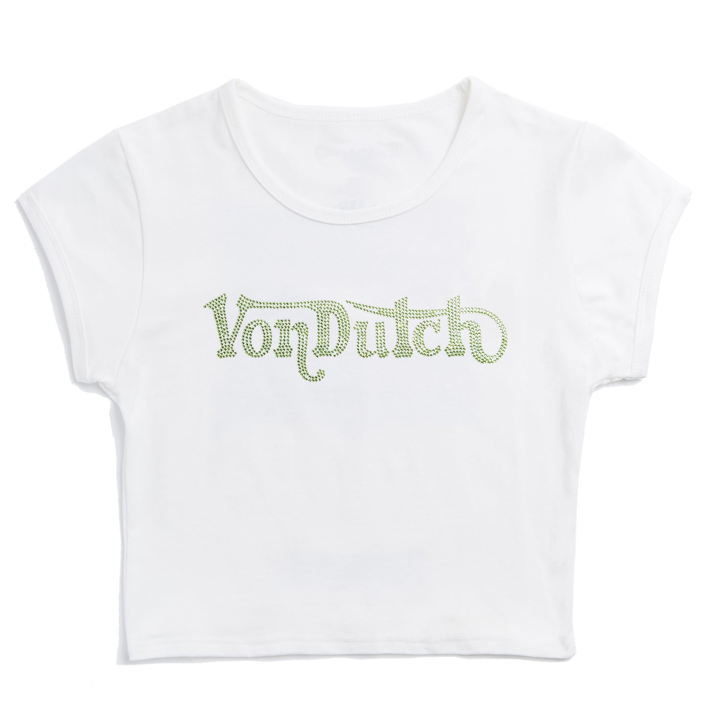 White and Green Ranch Logo Rhinestone Baby Tee