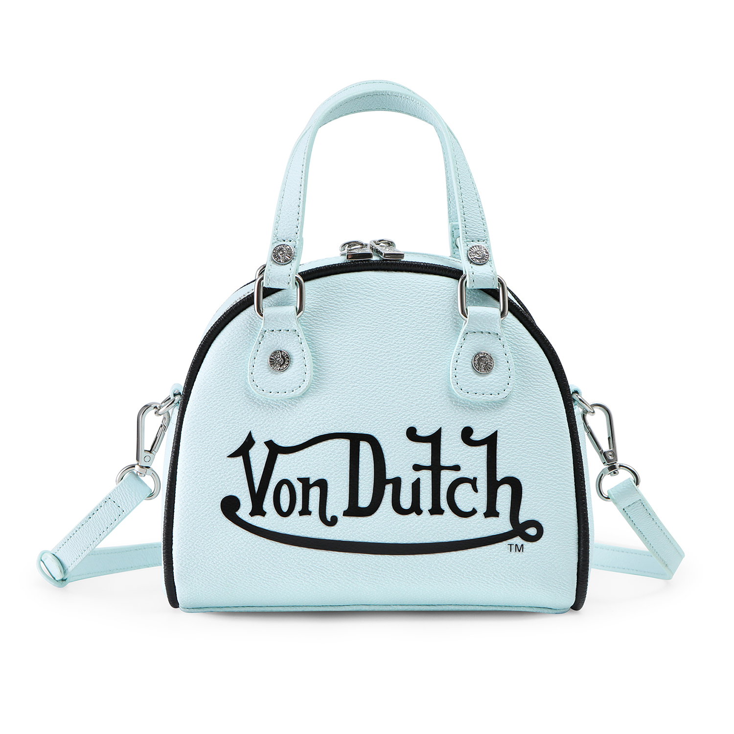 Von Dutch Light Blue & Black Two-Tone Bowling Bag