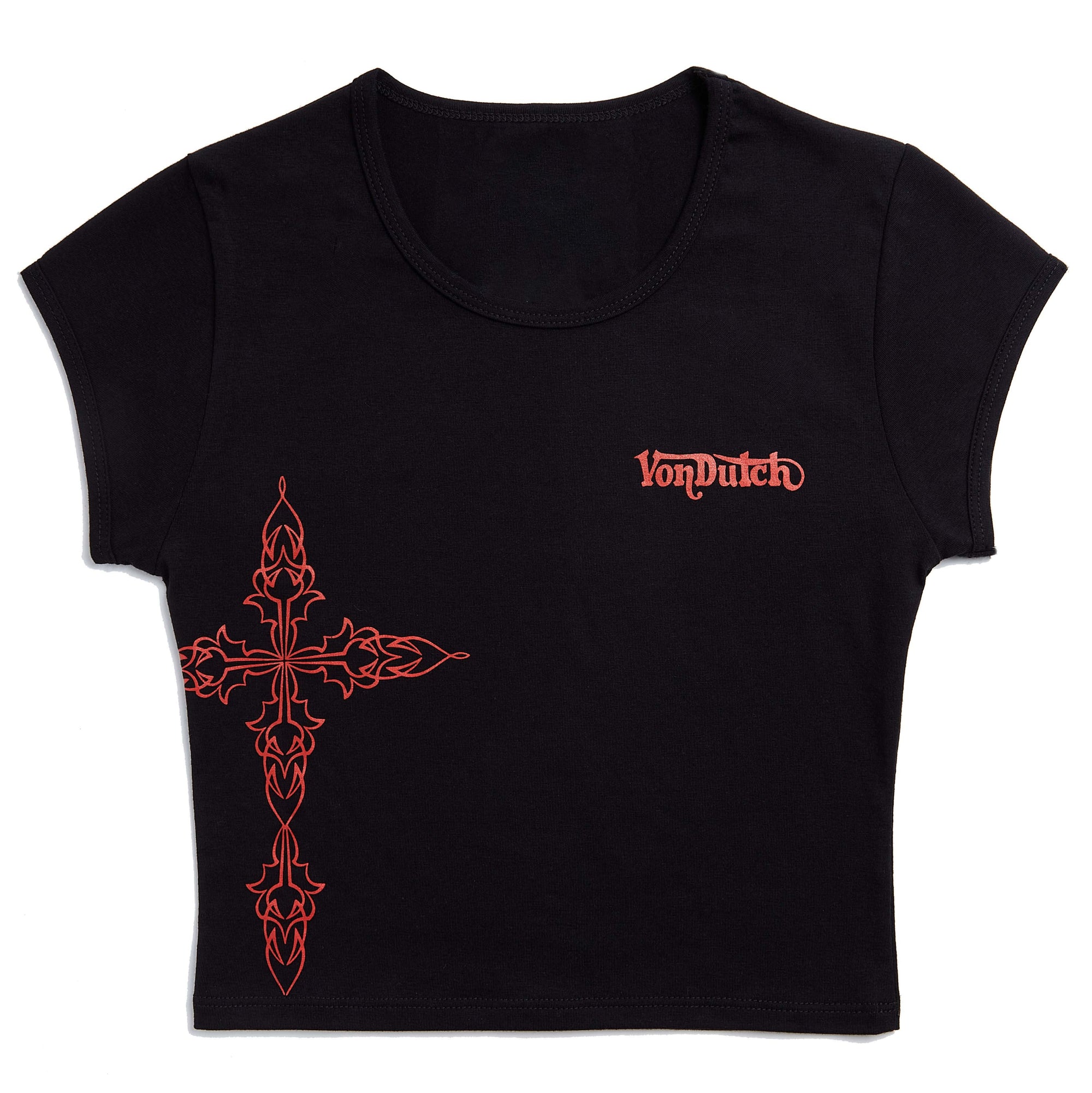 Von Dutch Black & Red Chopper Cross Baby Tee