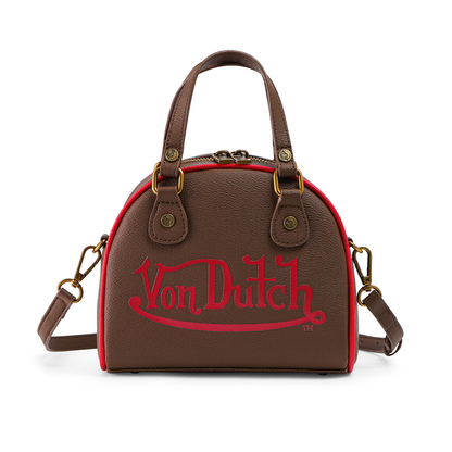 Dark Brown & Red Two-Tone Bowling Bag