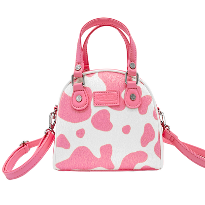 Pink & White Cow Print Bowling Bag