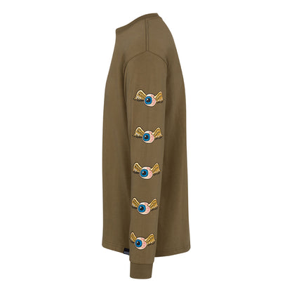 Flying Eyeball Khaki LS Tee