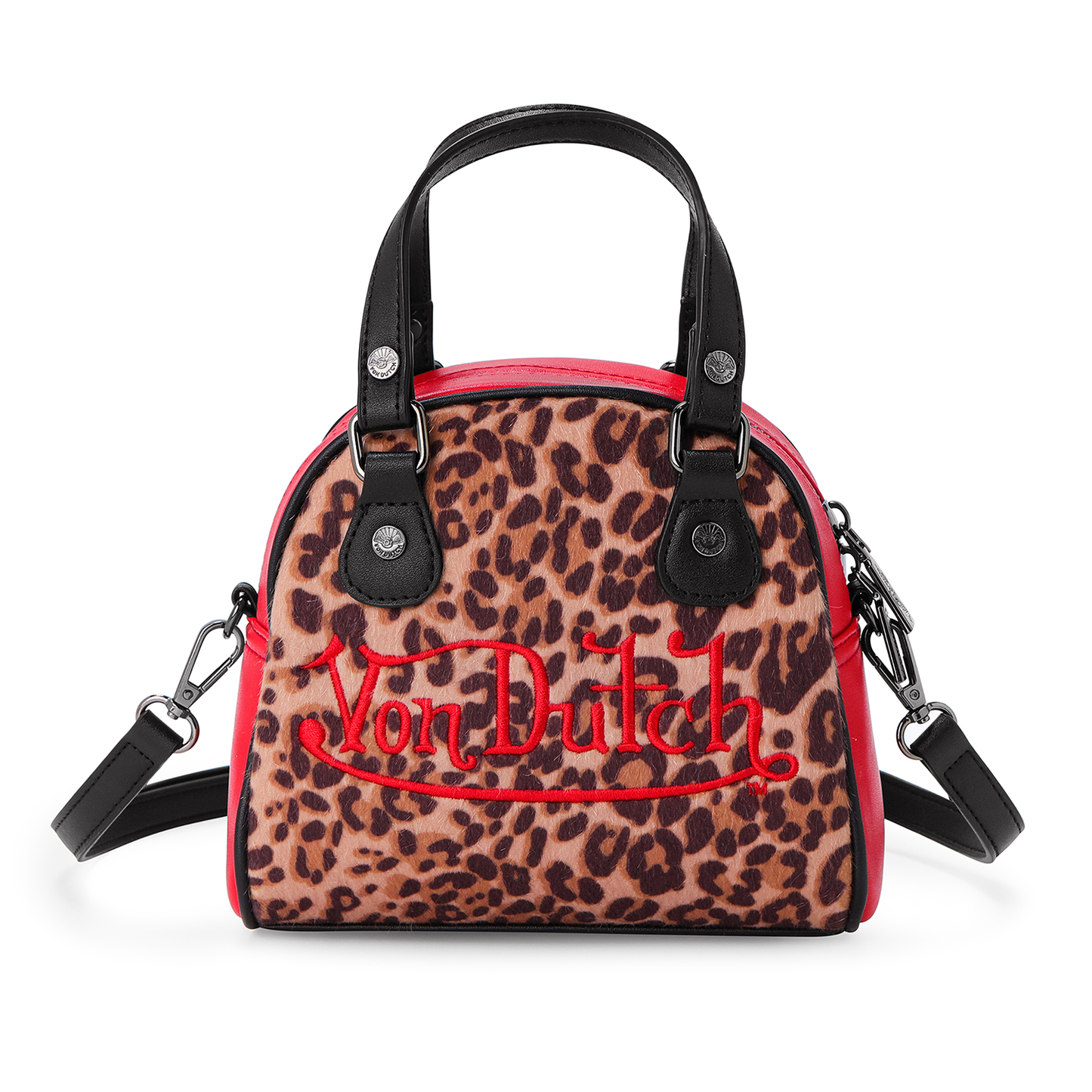 Red Leopard Vegan Pony Hair Bowling Bag