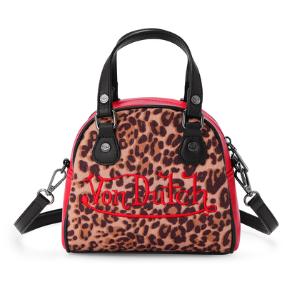 Red Leopard Vegan Pony Hair Bowling Bag
