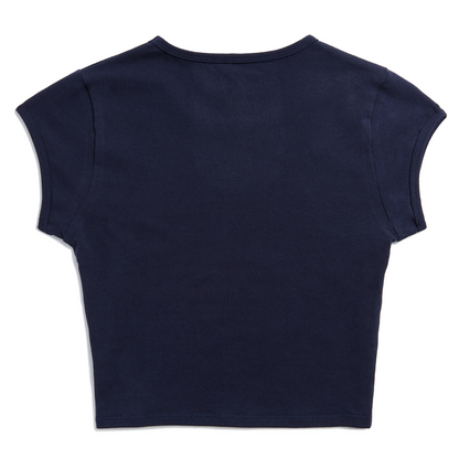 Von Dutch Navy Blue and Yellow Chopper Cross Baby Tee