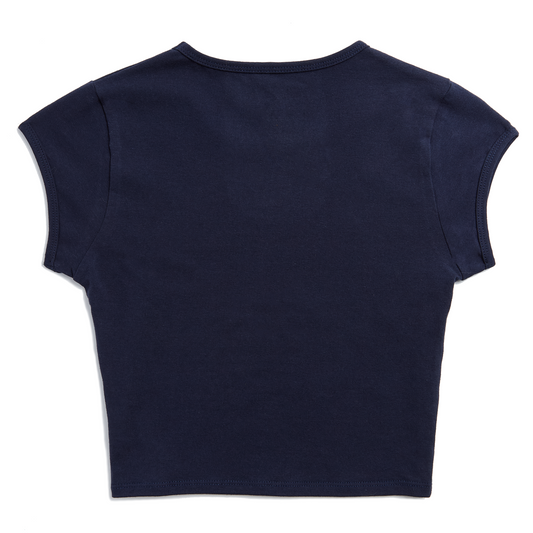 Von Dutch Navy Blue and Yellow Chopper Cross Baby Tee