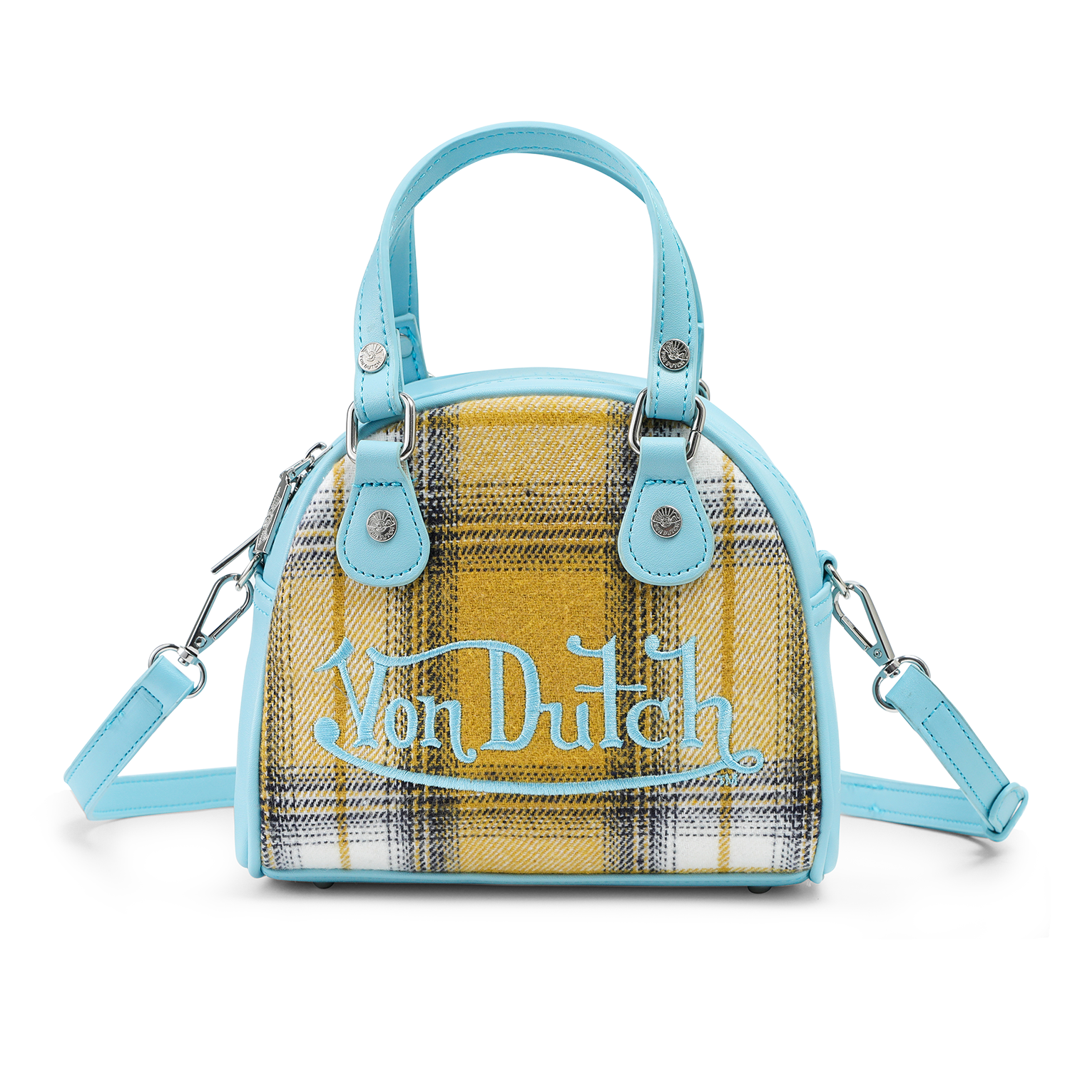 Von Dutch Plaid & Blue Bowling Bag