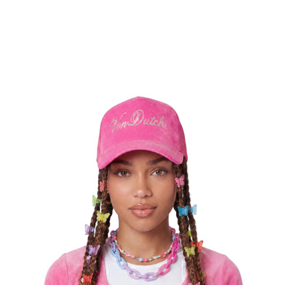 Hot Pink Velour Rhinestone Trucker Hat