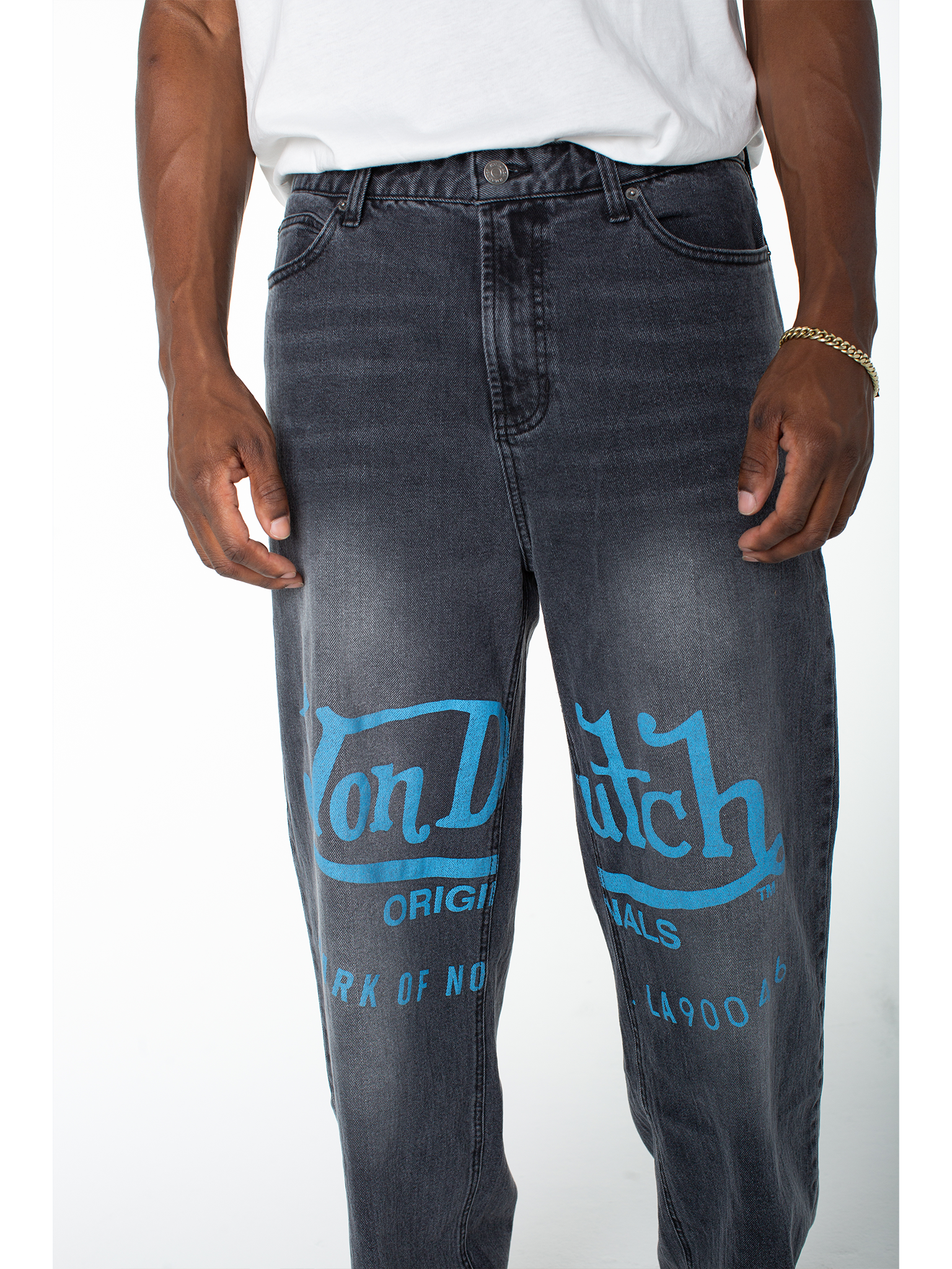 Von Dutch Men's Reaper Patch Front Logo Baggy Jean