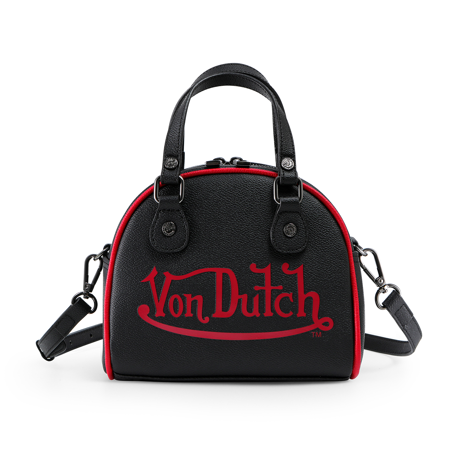 Von Dutch Black & Red Two-Tone Bowling Bag