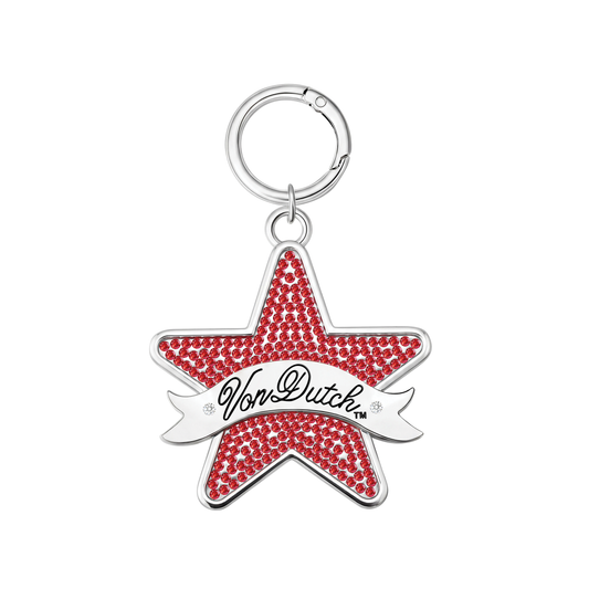 STAR KEYCHAIN - RED RHINESTONES