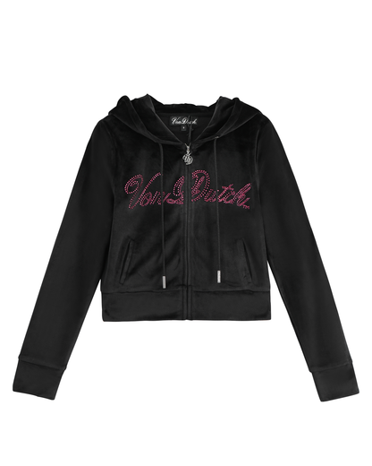 Velour Zip Up - Black