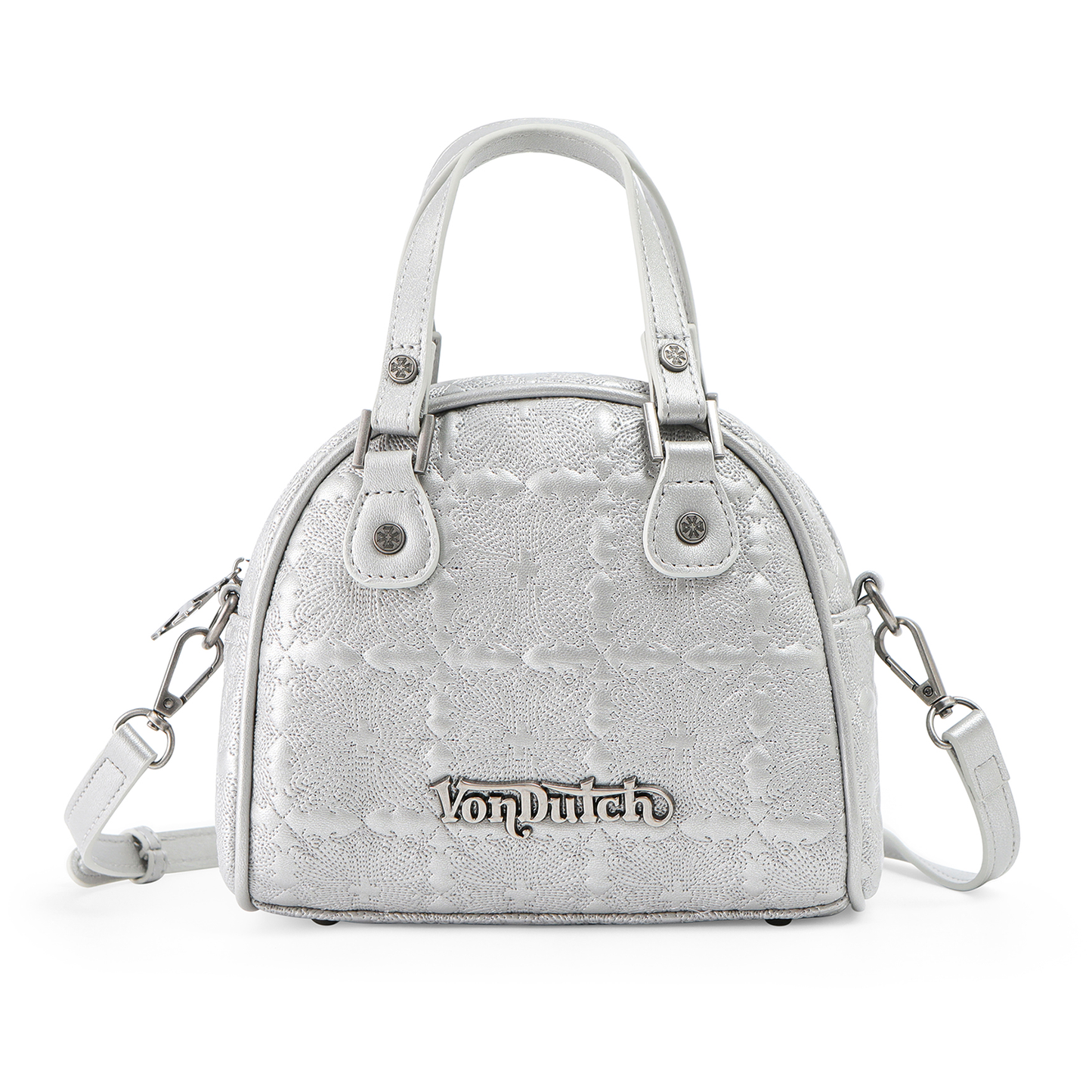 Embroidered Chopper Bowling Bag - Silver