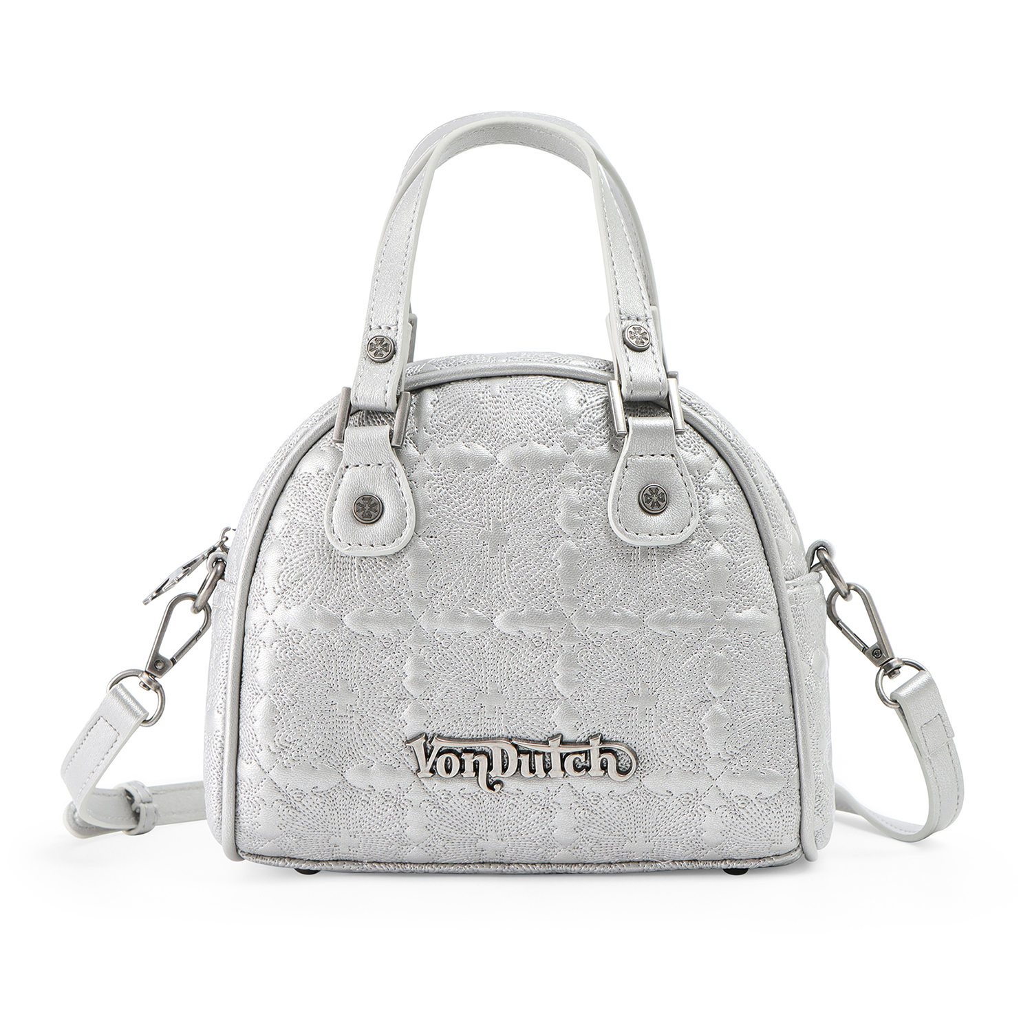 Von Dutch Embroidered Chopper Bowling Bag - Silver