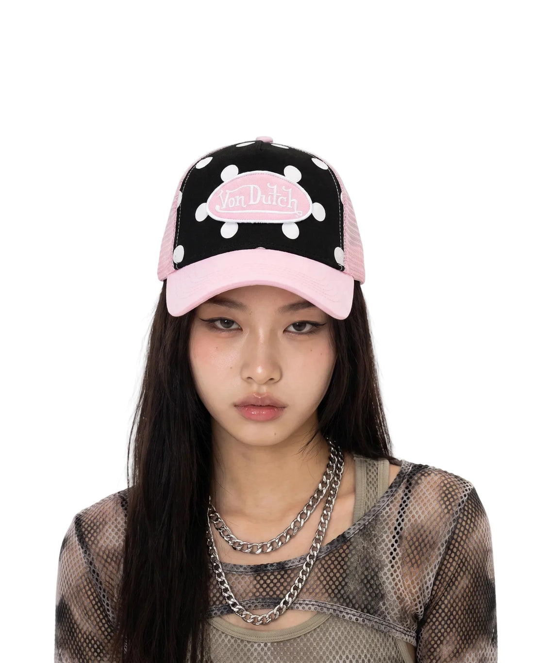 Polka Dot Trucker Hat - Pink