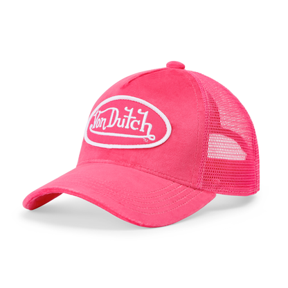 Kids Velvet Trucker Hat -  Hot Pink Crush