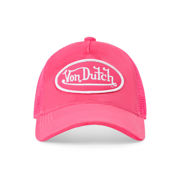 Kids Velvet Trucker Hat -  Hot Pink Crush