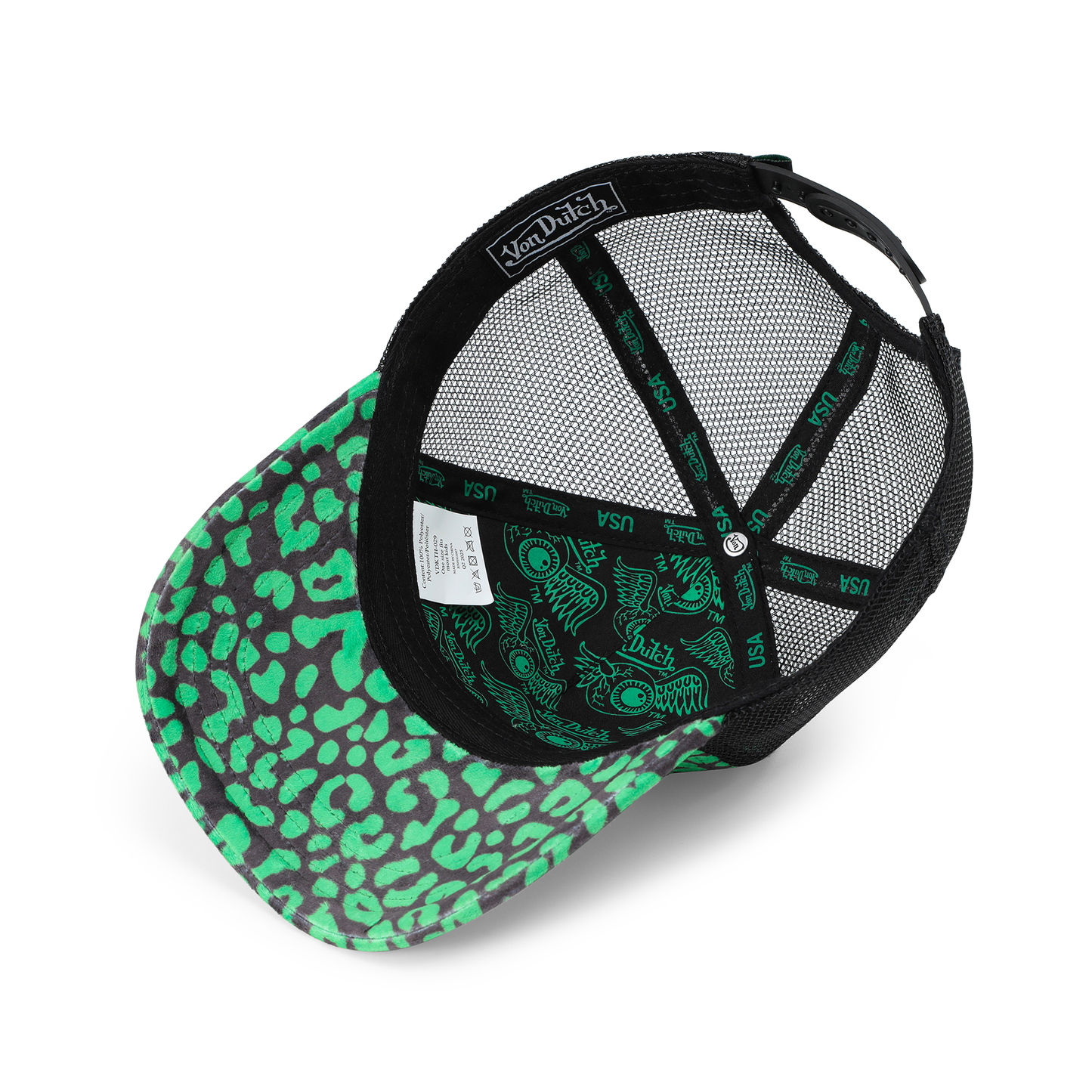 Kids Velvet Trucker Hat - Lime Green Cheetah