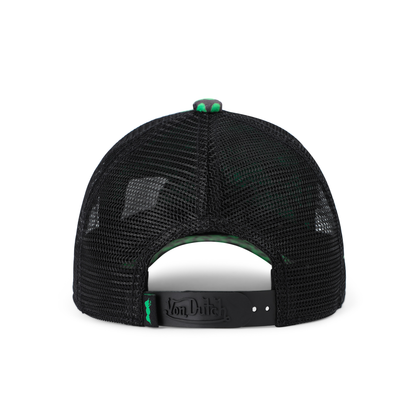 Kids Velvet Trucker Hat - Lime Green Cheetah