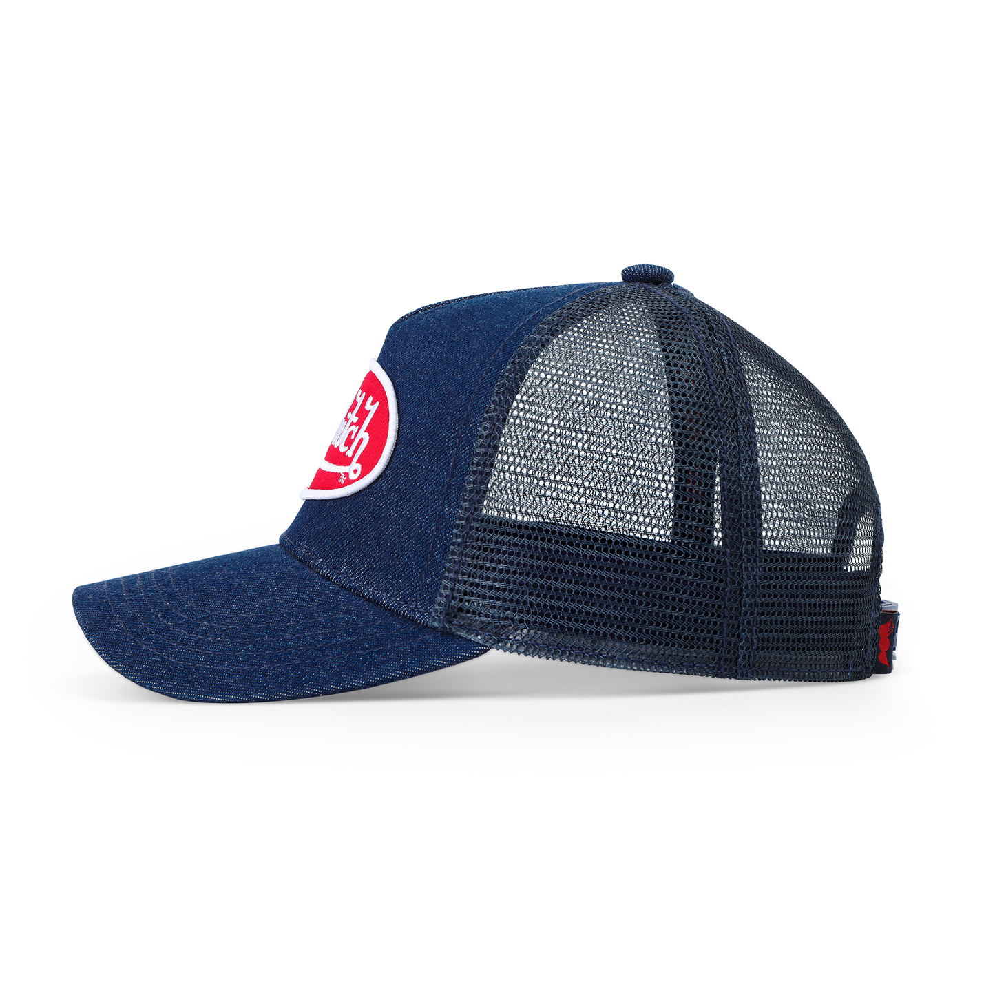 Kids Denim Trucker Hat - Red & White Logo