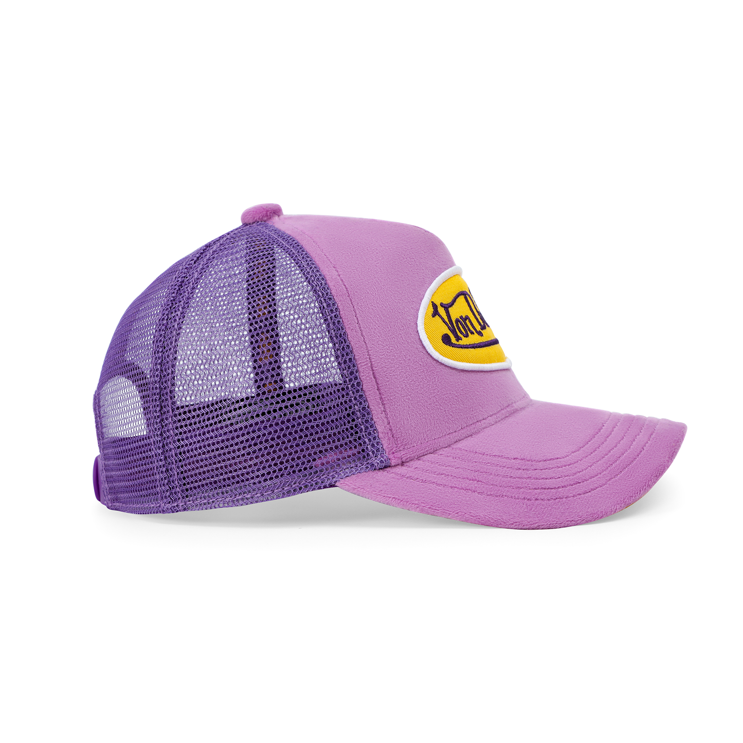 Kids Purple & Yellow Velvet Trucker Hat