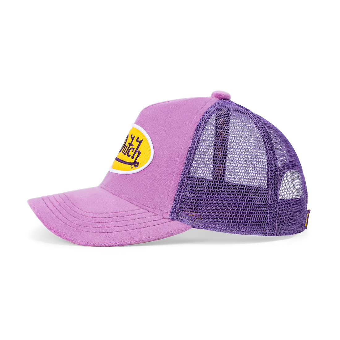 Kids Purple & Yellow Velvet Trucker Hat — image 3