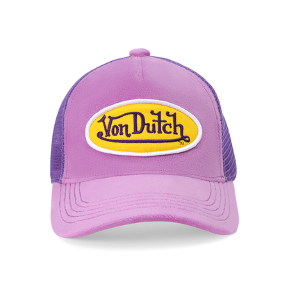 Kids Purple & Yellow Velvet Trucker Hat