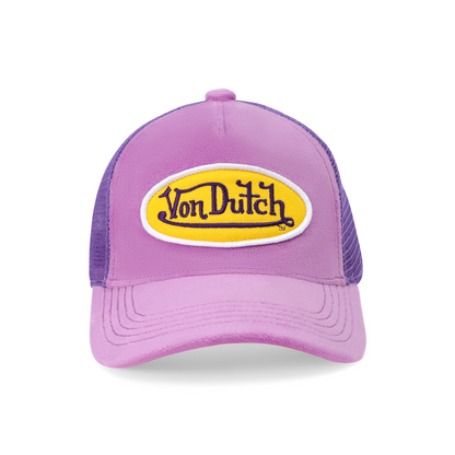 Kids Purple & Yellow Velvet Trucker Hat