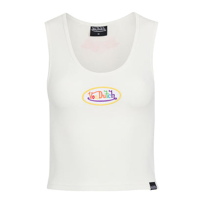 Rainbow Logo White Crop Tank