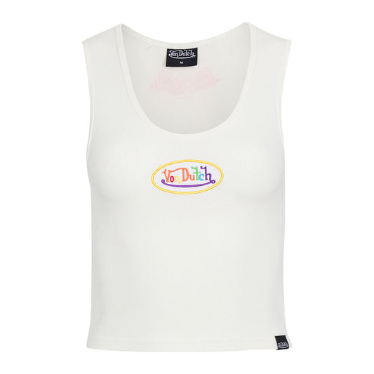 Rainbow Logo White Crop Tank