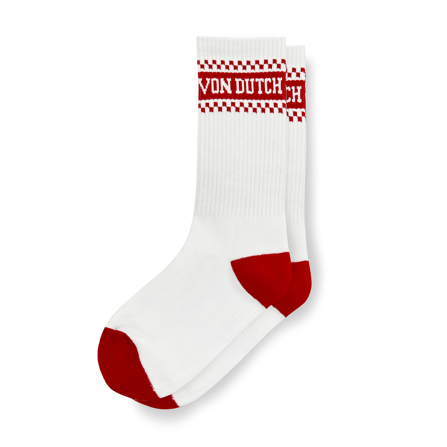 Von Dutch White & Red Raceway Crew Socks