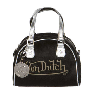 Black Pony Hair Leather Von Dutch Paris Bowling Bag