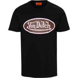 Von Dutch Pink & Brown Oval Logo Black Tee