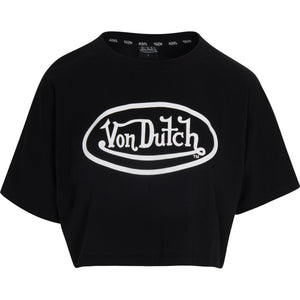 Von Dutch Originals Logo Patch Women's Black Crop Tee